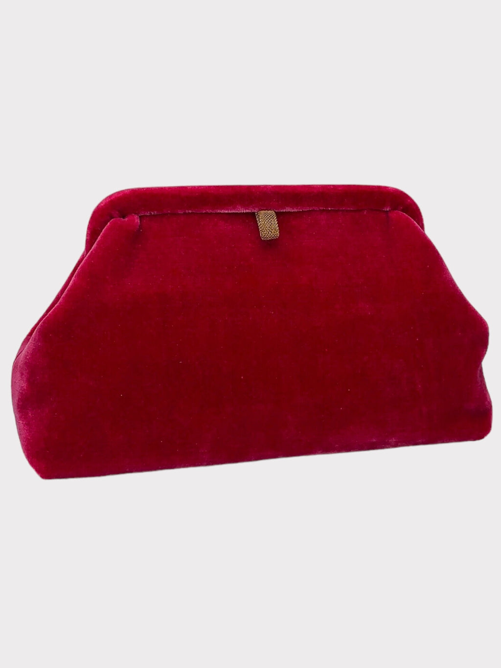 Vintage Red Velvet Clutch | Garay Velvet Handbag with Rhinestone Clasp | Party Purse