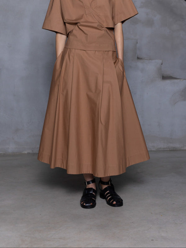 POPLIN SKIRT - ALMOND