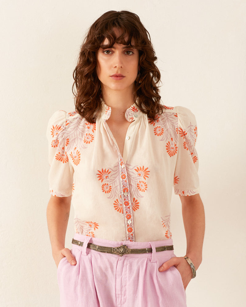 WINN PAPAYA ASTER SHIRT - IVORY PAPAYA