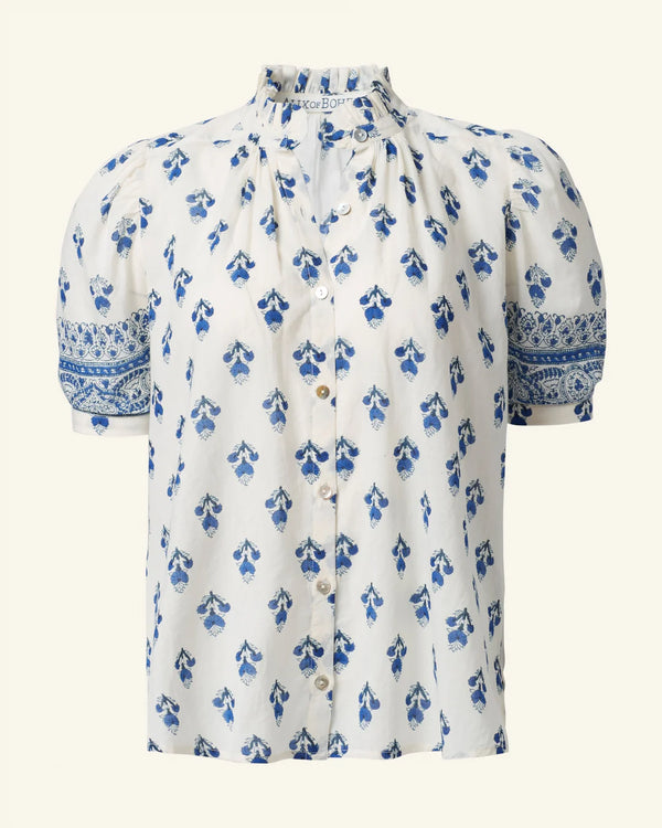 WINNIE INDIGO BHUTTI SHIRT - IVORY INDIGO