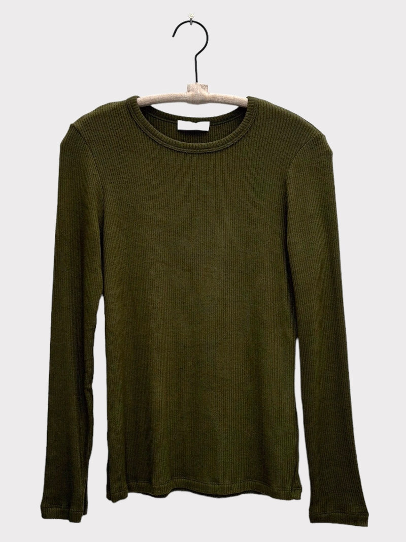 QUINCY LS FITTED CREWNECK - OLIVE