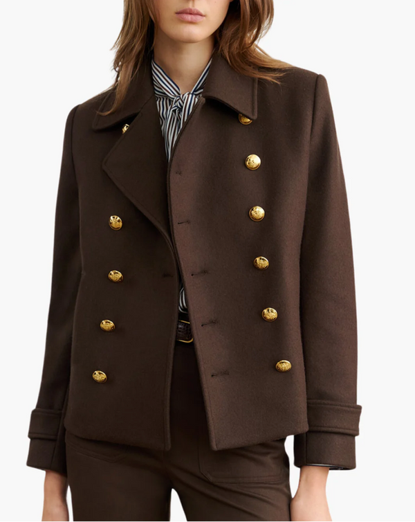 ORNELLA CROPPED PEACOAT - COCOA