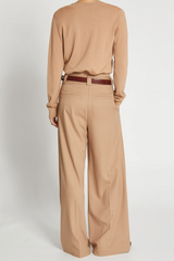 TIFFANY MID-WAISTED WIDELEG TROUSER - CAMEL