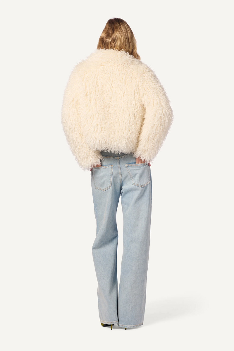 RELAXED FUR COAT - GARDENIA