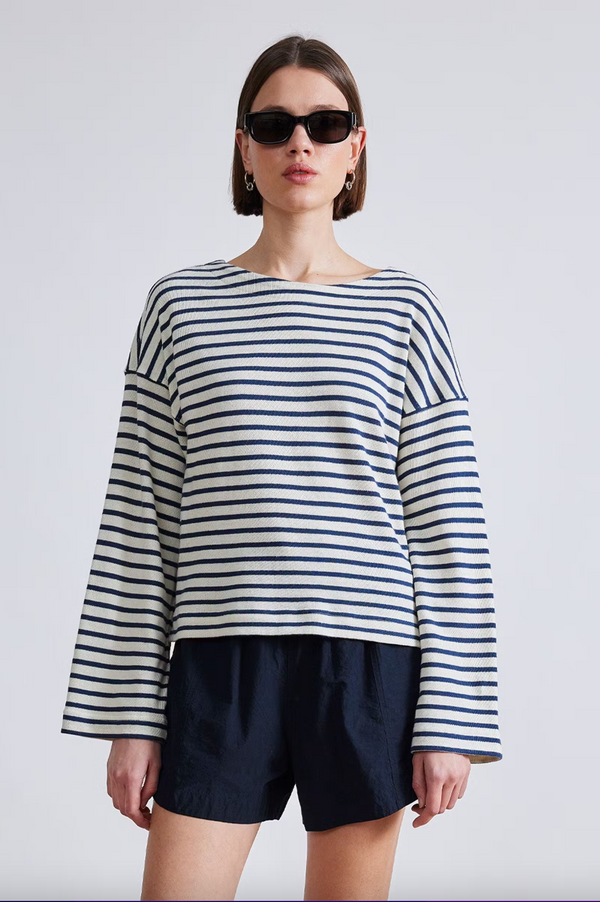 BARCA LONG SLEEVE - NAVY CREAM STRIPE